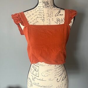 Cider Juniors Orange Square Neck crop Top XL NWOT